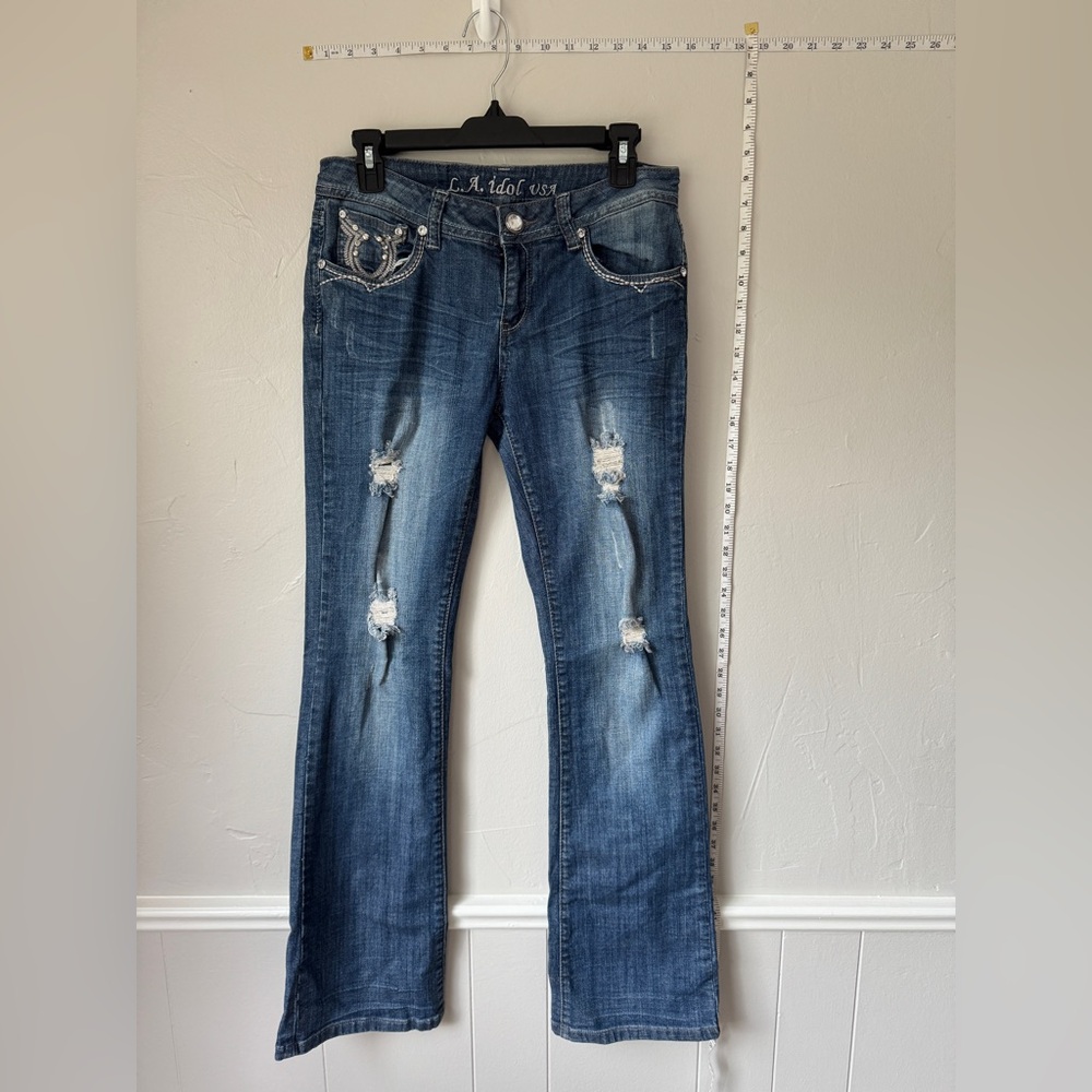 Women’s LA Idol Rhinestone Studded Denim Jeans Size 9